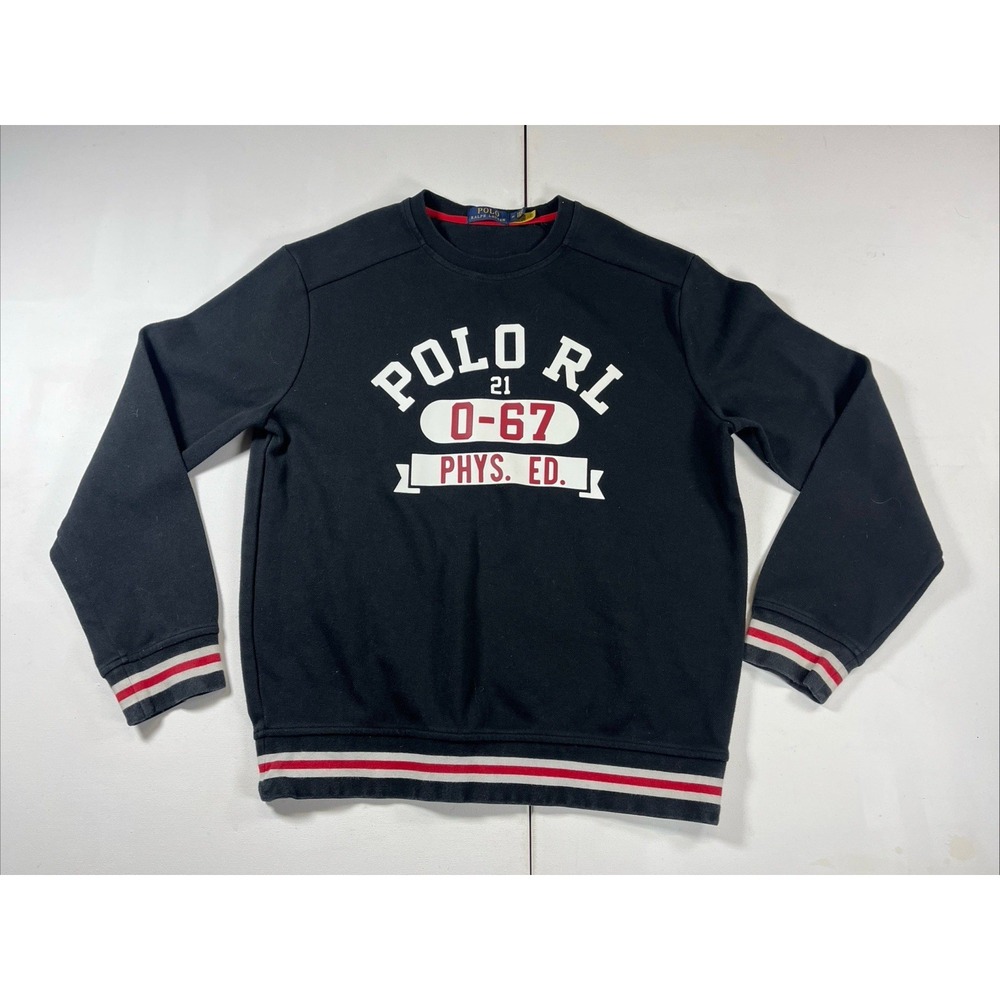 Polo Ralph Lauren Phys Ed Sweatshirt Black Red Crewneck Sweater Men's M